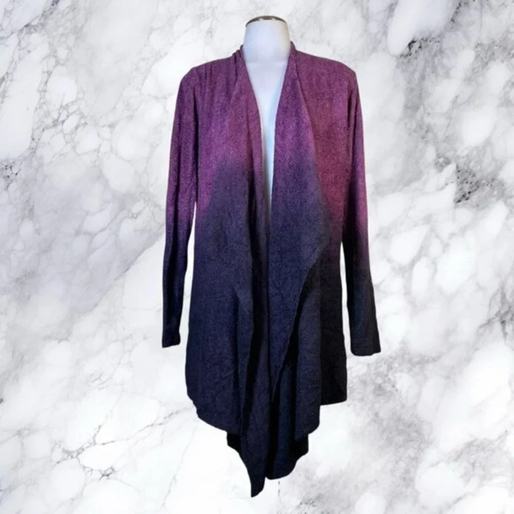 Barefoot Dreams Ombre Calypso Wrap Cardigan Sweater S/M Purple Bamboo
